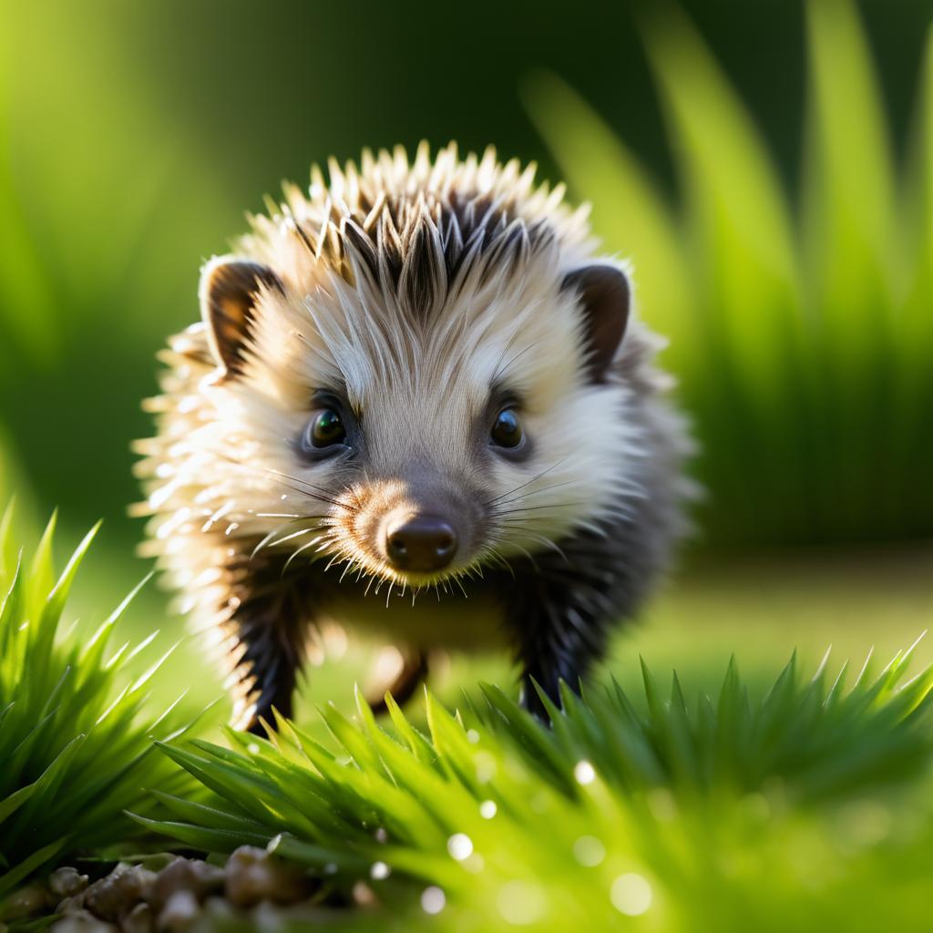 Cinematic Macro of Baby Hedgehog in Garden