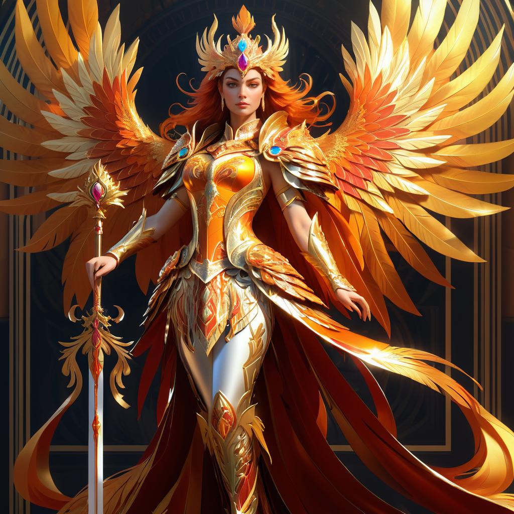 Majestic Phoenix in Ornate Armor Artwork