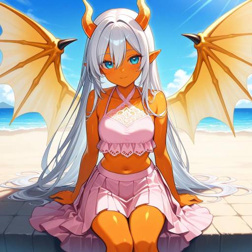 Vibrant Dragon Girl with Ocean Eyes Vibrant Dragon Girl with Ocean Eyes