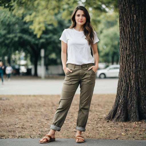 Woman in White T-Shirt and Khaki Pants Outdoors