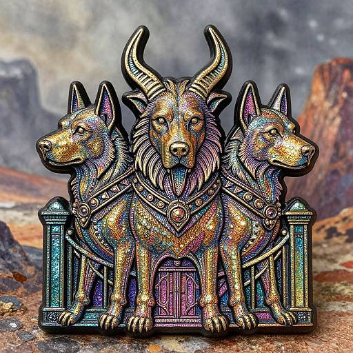 Cerberus Line Art Trinket Design