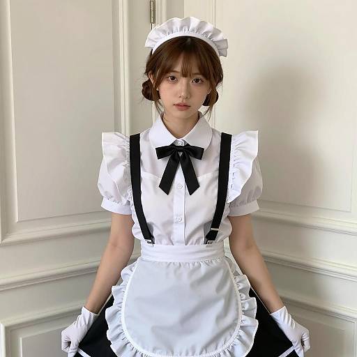 Young Woman in Traditional French Maid Outfit