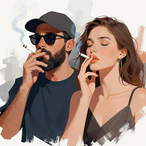Stylized Smokers with Abstract Background