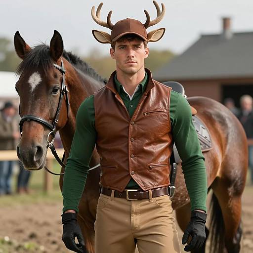 Fantasy Jockey with Deer Headgear