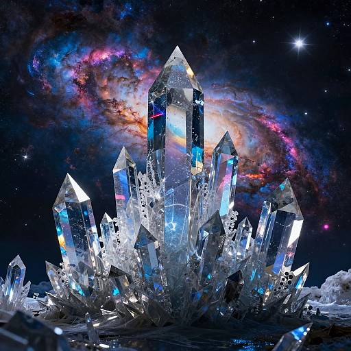 Crystal Ice Fortress in Psychedelic Galaxy