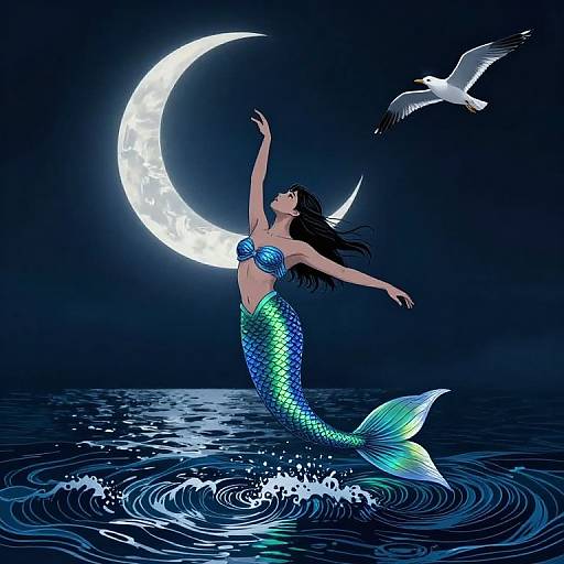 Ethereal Mermaid Dancing Under Moonlight