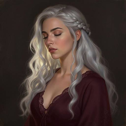 Ethereal Woman with Silver Hair