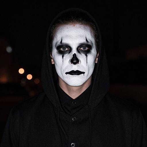 Man with Halloween Skeleton Face Paint