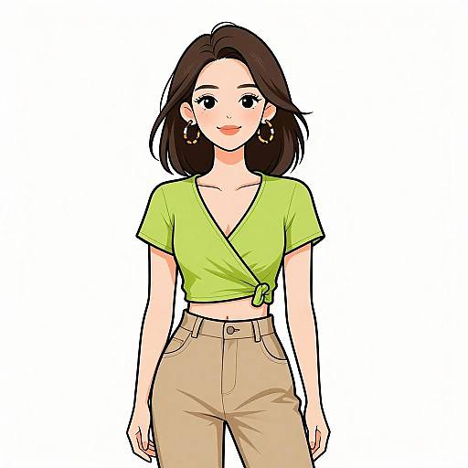 Smiling Woman in Lime Green Crop Top