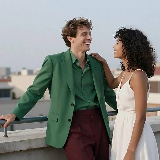 Joyful Rooftop Moment of Couple