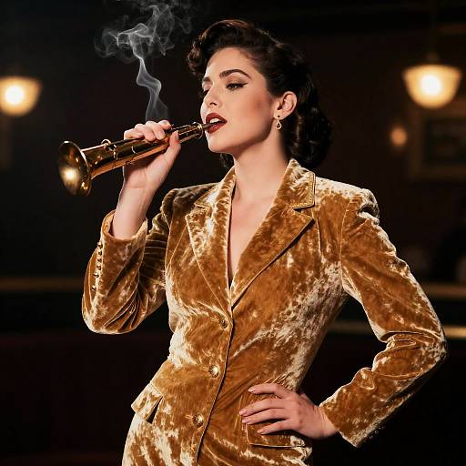 Retro Jazz Singer in Antique Gold