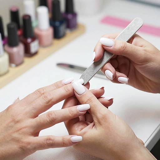 Close-Up Manicure with White Acrylic Nails
