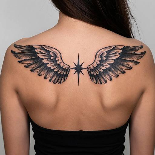 Symmetrical Wing Tattoo on Back