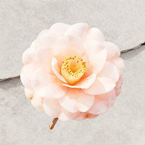 Digital Watercolor Camellia Illustration