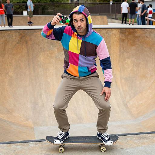 Colorful Skateboarder with Playful Vibe