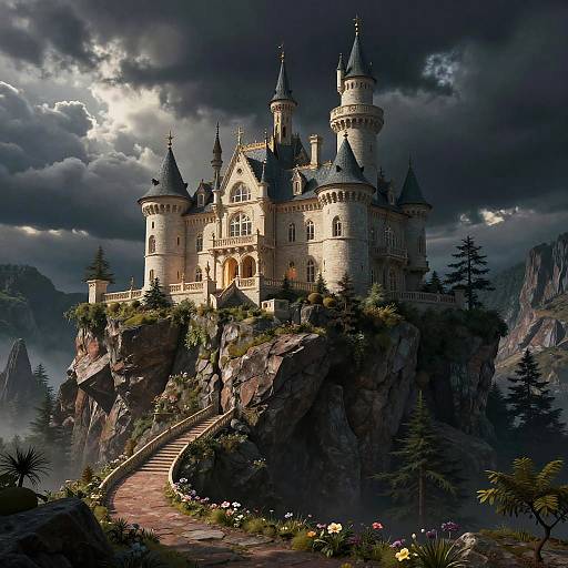Surreal Castle Mansion on Cliff