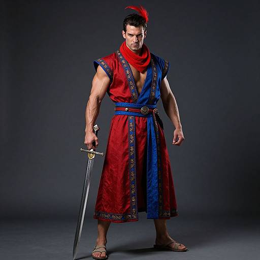 Heroic Muscular Man in Fantasy Robes