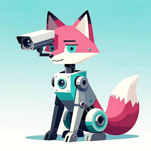 Cubo-Futurist Mechanical Fox with Camera Eye