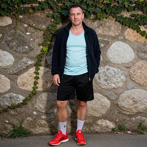 Casual Man in Rustic Ivy Setting