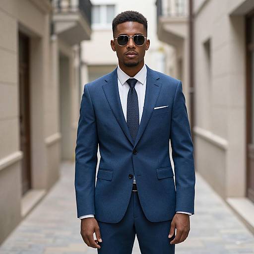 Man in Blue Suit Alleyway