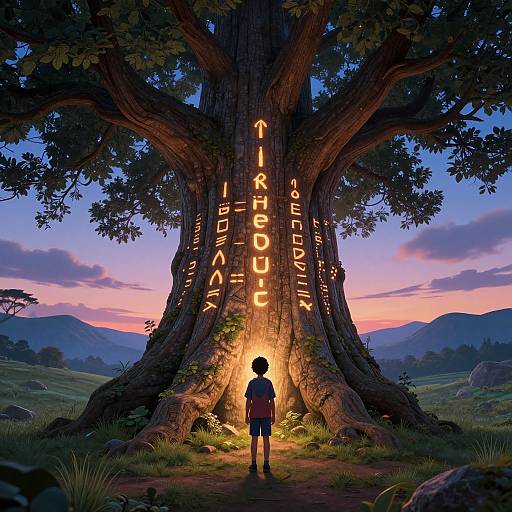 Awe-Struck Child Before Enchanted Tree