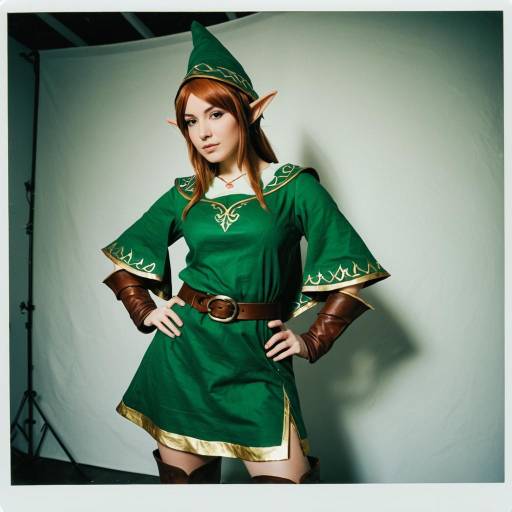 Woman in Link Skyward Sword Cosplay Costume