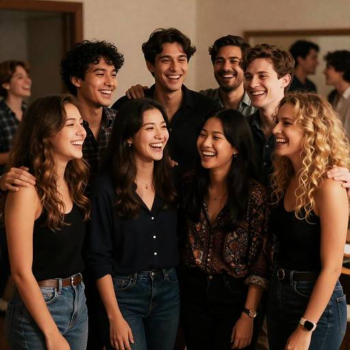 Joyful Gathering of Friends in Warm Setting