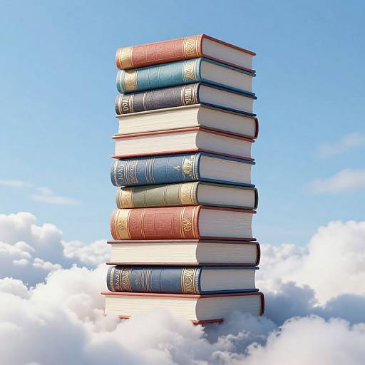 Surreal 3D Books on Clouds