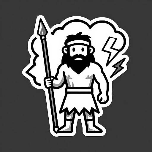 Black and White Caveman Logo