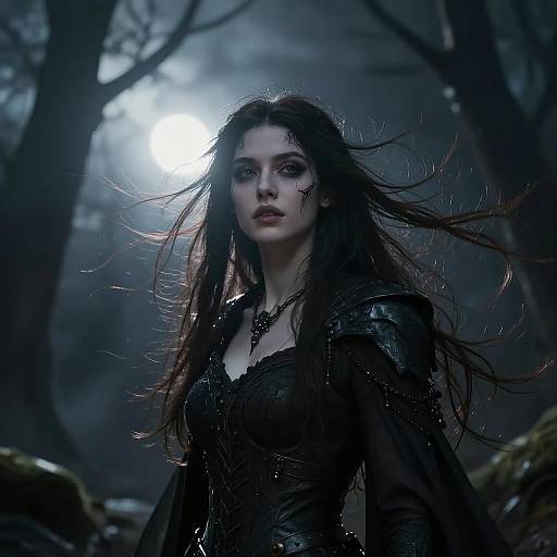 Young Witch in a Dark Fantasy Landscape
