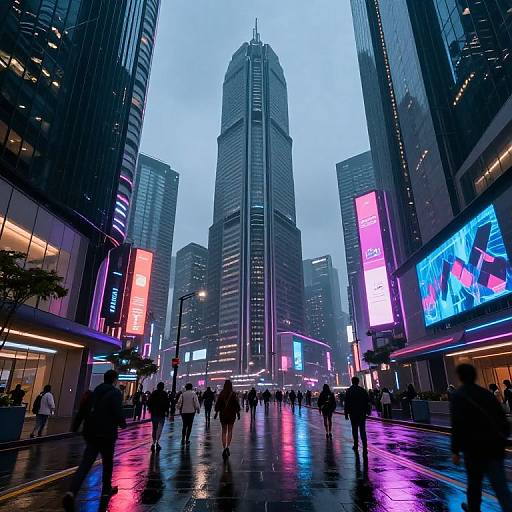 Cyberpunk Futuristic Cityscape Scene