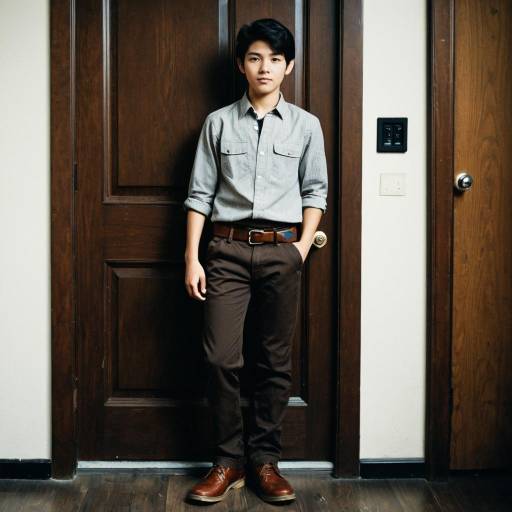 Stylish Boy in Dark Brown Outfit