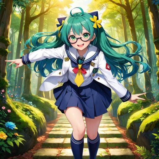 Dynamic Girl in Enchanted Forest
