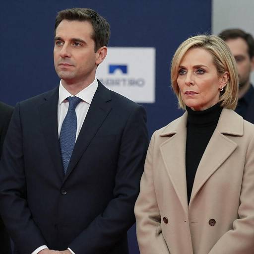 Professional Couple Portrait Against Blue Wall