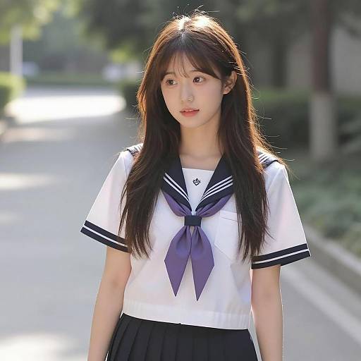 Beautiful Asian Girl in Sailor Uniform