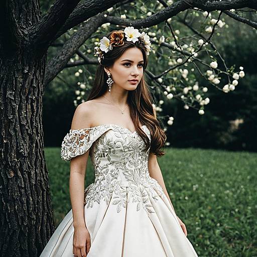 Elegant Outdoor Gown with Floral Accents