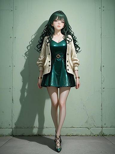 Contemporary Chic Woman in Sequined Mini