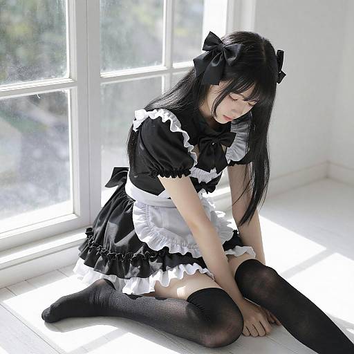 Gothic Lolita Girl by Sunlit Window