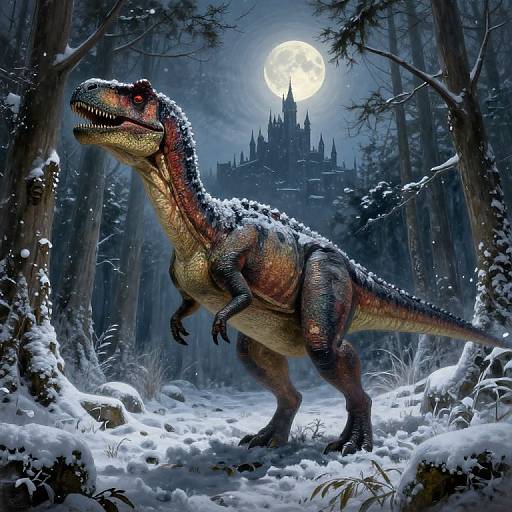 Ron Weasley as Dilophosaurus in Snowy Forest