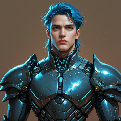 Cyborg Warrior with Blue Hair Cyborg Warrior with Blue Hair