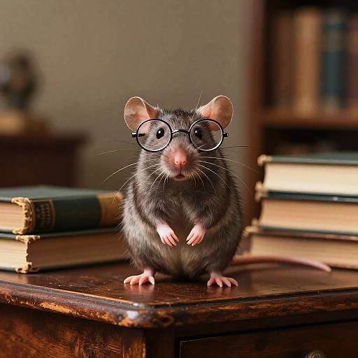 Whimsical Rat with Glasses Illustration