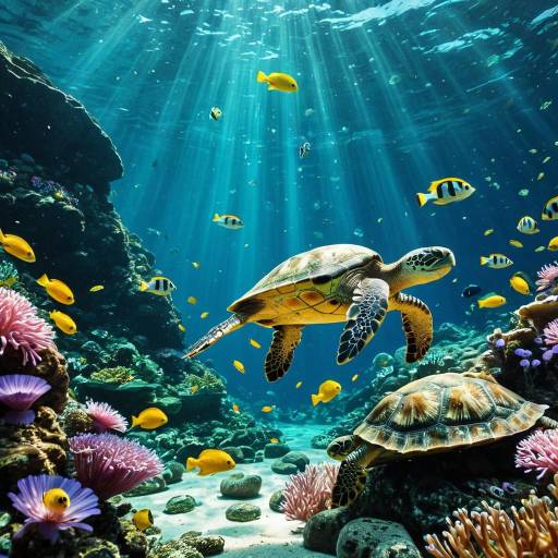 Underwater Sea Turtles and Colorful Fish