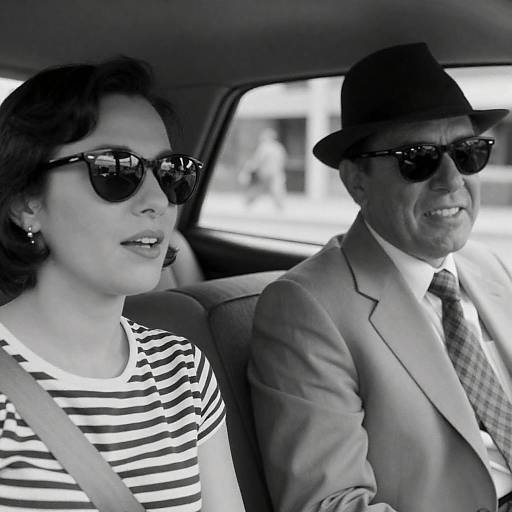 Vintage Black-and-White Car Scene