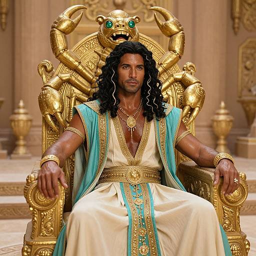 Regal Desert King on Golden Throne