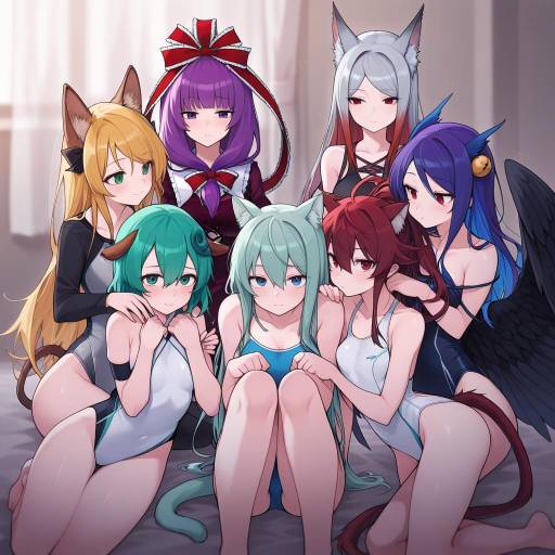 Colorful Anime Girls with Animal Features