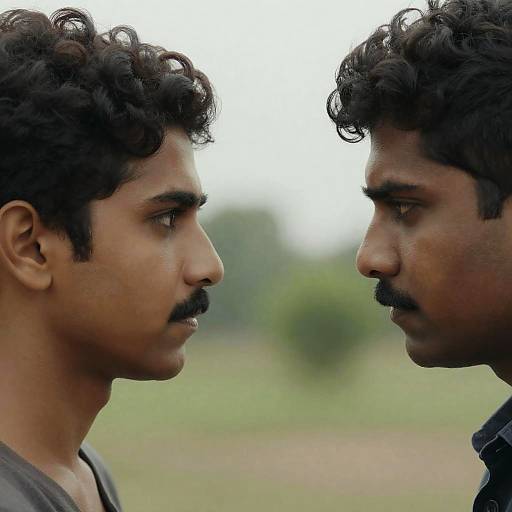 Intense Profile of Two Men in Nature