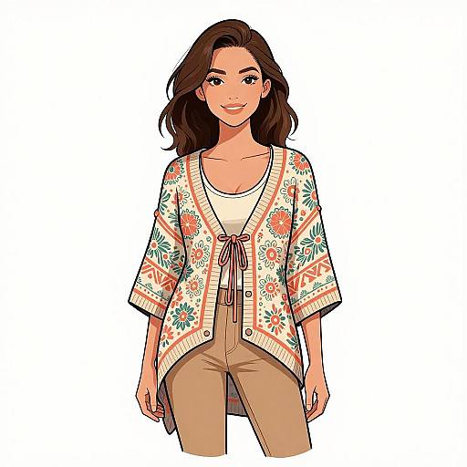 Bohemian Woman in Pastel Knitwear