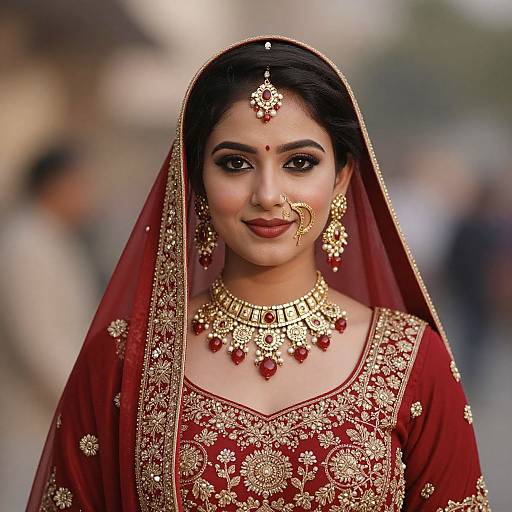 Realistic Punjabi Wedding Costume Portrait