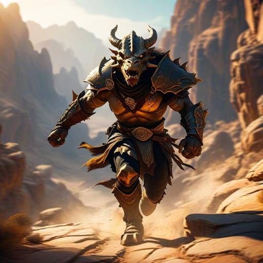 Dynamic Dragonborn Warrior in Fantasy Landscape