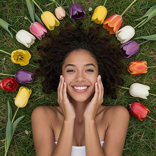 Top-Down Portrait of Woman on Grass